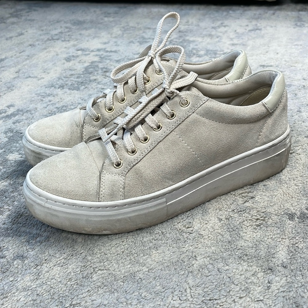 Vagabond Zoe Platform Suede Leather Lace Up Sneakers Cream Beige Low Top Sz 7